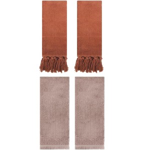 REGALWOVEN 4 Packs Cotton Absorbent Soft Turkish Hand Towels with tassel for Bathroom - 1 of 4