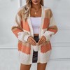 Women's Long Sleeve Color Block Chunky Cable Knitted Oversized Sweater Cardigans for Women - 2 of 4