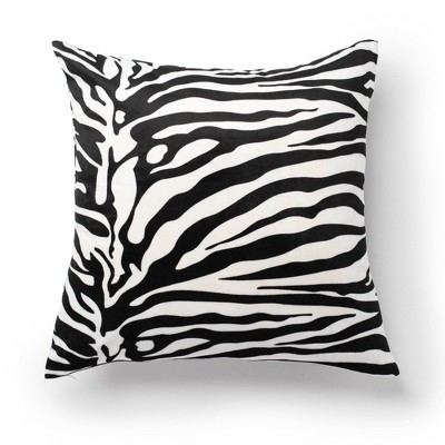 2pk 20"x20" Printed Velvet Zebra Decorative Throw Pillow Black/White - SureFit