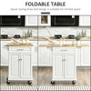 Resenkos Kitchen Island with Drop Leaf Trolley Cart on Wheels Drawer Cabinet Towel Racks Versatile Use Natural Wood Top and White - 4 of 4
