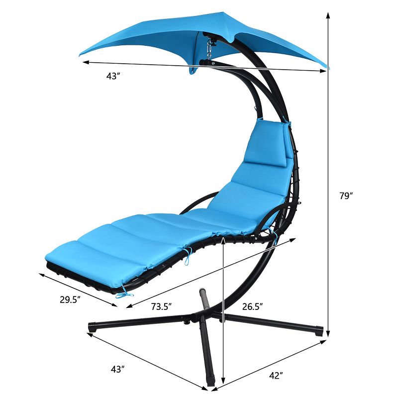 Tangkula Patio Hammock Chair Floating Hanging Chaise Lounge Chair W/ Canopy, 4 of 10
