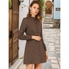 Allegra K Women's Vintage Check Plaid Ruffle Neck Button Down Long Sleeve A-Line Dress - 2 of 4