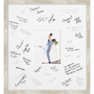 Cracked Metallic Signature Mat Picture Frame – Guest Book Alternative for Weddings, Graduations, or Retirement – Autograph Photo Mat for Signatures - 1 of 4