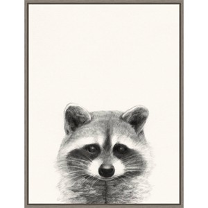 18"x24" Animal Mug II Raccoon by Victoria Borges Framed Canvas Wall Art Gray - Amanti Art: Contemporary Home Decor - 1 of 4