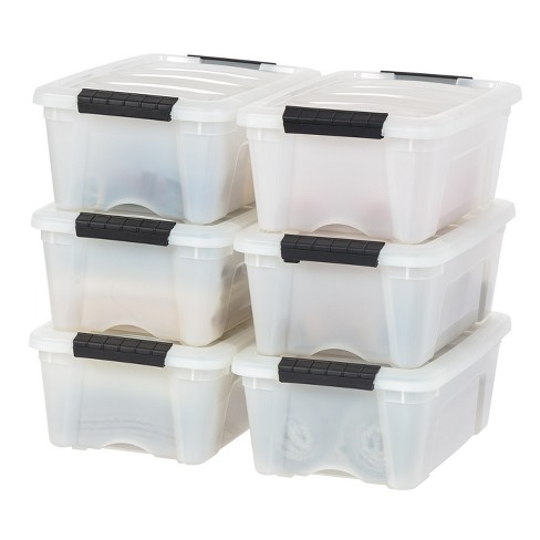  IRIS USA 53 Quart Stackable Plastic Storage Bins with Lids and  Latching Buckles, 6 Pack - Clear, Containers with Lids and Latches, Durable  Nestable Closet, Garage, Totes, Tub Boxes Organizing : Everything Else