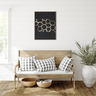Gold Combo III Abstract Canvas Art with Bronze Frame