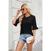 Women's Crew Neck Ruffle Sleeve Top, Half - Sleeve Pleated T - Shirt, Casual Flowy Tee - 3 of 4