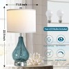 22.5" Blue Glass Table Lamps Set of 2, Modern Bedside Lamps with White Fabric Shade, 3-Way Dimmable Touch Control, LED Bulbs Included – Cuddlewood - 2 of 4