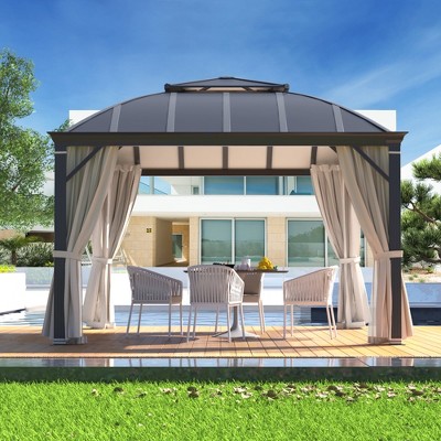 12' x 12' Aluminum Hardtop Gazebo with Curtains and Net