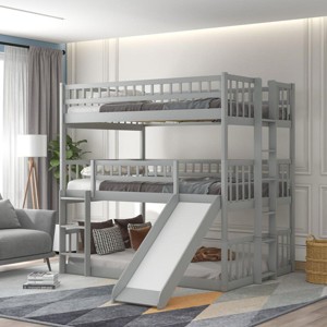 Streamdale Full-Over-Full-Over-Full Triple Bed With Built-In Ladder And Slide, Gray - 1 of 4