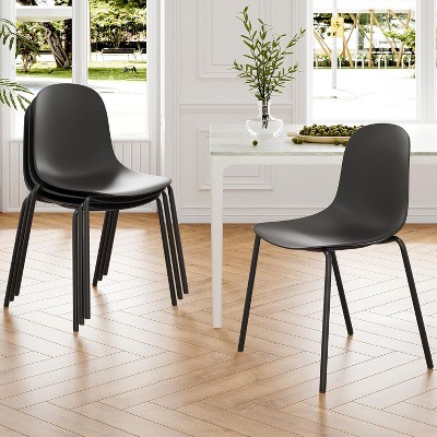 Fontoi Accent Chair, 4PCS Modern Dining Chair with Unupholstered, Kitchen Dining Room Chairs with Armless, Black, 21.26"*20.08"*33.27"