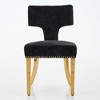 Mid Century Modern Dining Chairs Set of 2, Farmhouse Chenille Fabric Upholstered Accent Chair Curved Backrest with Copper Nails around, Black - 2 of 4