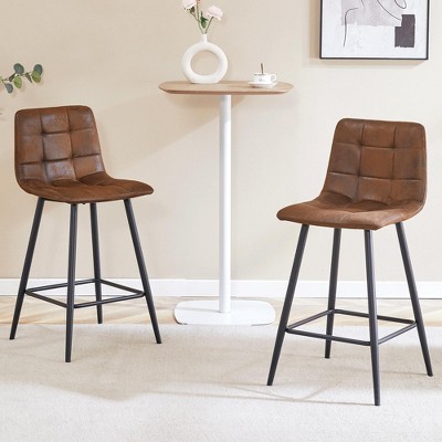 PAGED Modern Breathable Upholstered Bar Stools Set of 2, Counter Height Stools with Backs & Metal Legs for Pub, Dining Room, Living Room