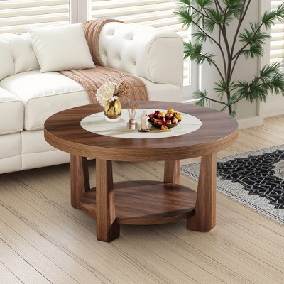 UbMelt Coffee Table with Bottom Storage Shelf Modern Center Table for Living Room,Brown