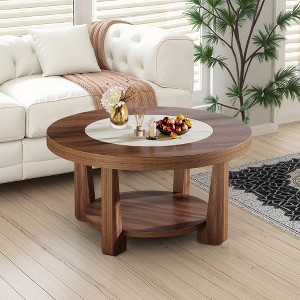 UbMelt Coffee Table with Bottom Storage Shelf Modern Center Table for Living Room,Brown - 1 of 4