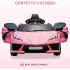 12V Kids Ride On Car Sports Licensed Corvette Electric Car Toy for Toddles with Remote Control, Visual Dashboard, LED Lights, Music, Pink - 3 of 4