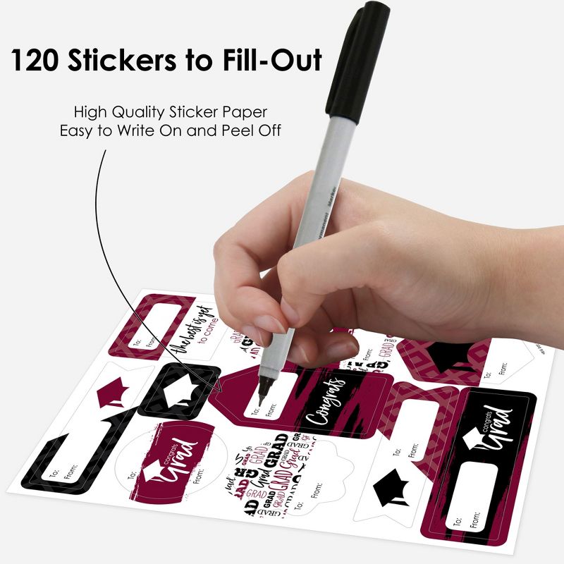 Big Dot of Happiness Maroon Grad Best is Yet to Come Assorted Burgundy Graduation Party Gift Tag Labels To and From Stickers 12 Sheets 120 Stickers, 4 of 10