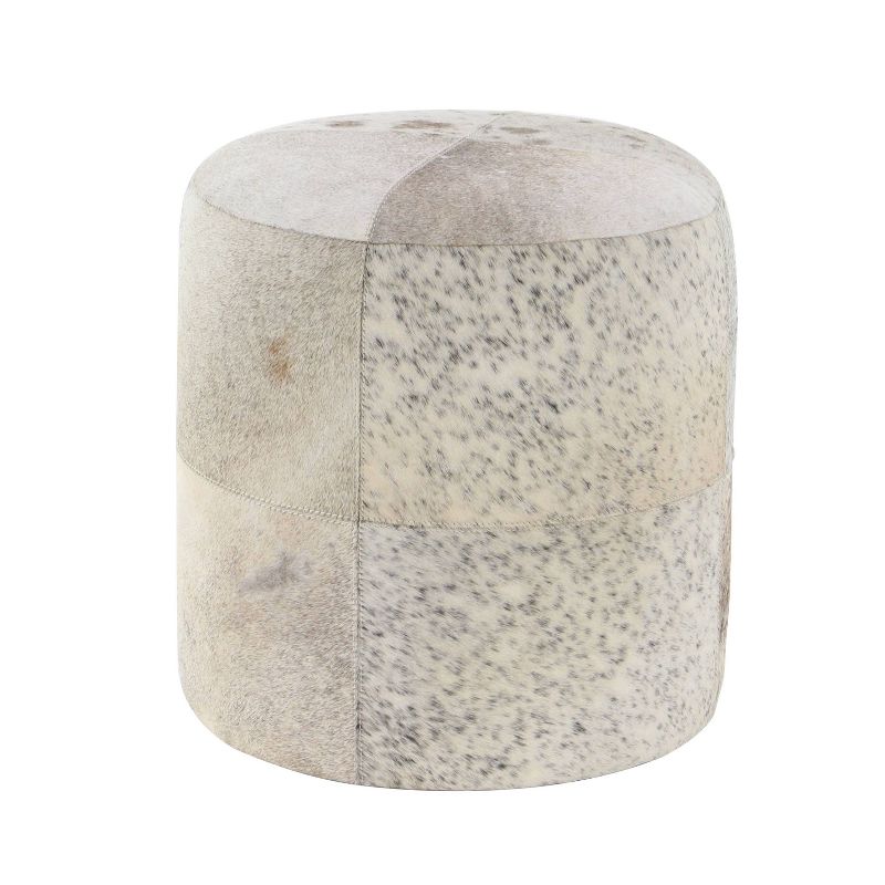 Contemporary Round Cowhide Leather Stool Ottoman - Olivia & May, 1 of 31