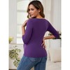 Women's Maternity Nursing Blouse V Neck 3/4 Sleeves Ribbed Knitted Ruched Tops - INSPIRE CHIC - 4 of 4