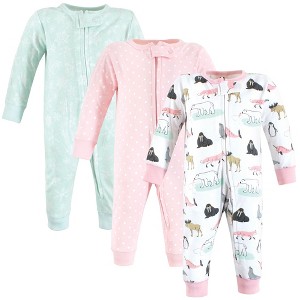 Hudson Baby Infant Girl Cotton Sleep and Play, Girl Arctic Animals - 1 of 4