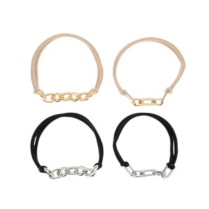 Unique Bargains Fashion Bracelet Hair Ties Hair Elastic Band Gold Tone Silver Tone 4 Pcs - 1 of 4