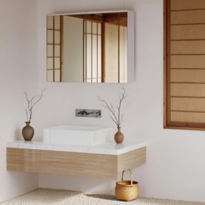 ChicFurnit Bathroom Vanity Mirrors Rectangle Frame Wall Mirror Storage Mirror Decorative Wall Mirrors for Bathroom, White, 31.5"*6"*23.5" - 1 of 4