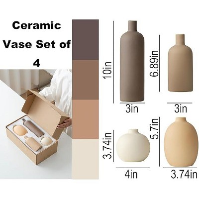 ACEPANO Modern 4-Piece Ceramic Decorative Vase Set-Coffee Brown