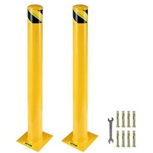 Safety Bollard, Steel Safety Bollard 2 Pack - Heavy-Duty Yellow 4.5" Diameter with 8 Anchor Bolts for Driveway Traffic Control Barriers - 1 of 4
