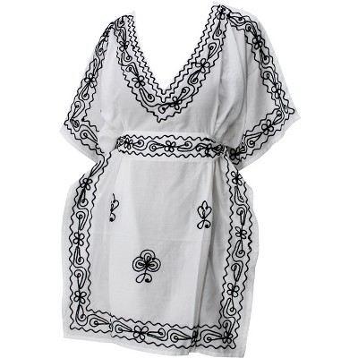 LA LEELA Women's Summer Bathing Suit Cover Ups Holiday Beachwear Mini Swim Suit Short Dresses for Women 1X-2X White, Solid