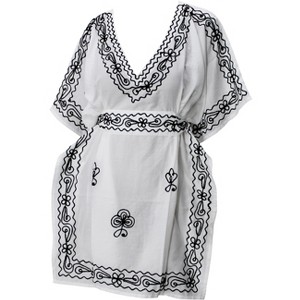 HAPPY BAY Women's Summer Bathing Suit Cover Ups Holiday Beachwear Mini Swim Suit Short Dresses for Women 1X-2X White Solid - 1 of 4