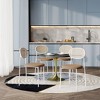 LeisureMod 5-PC Dining Set - 36" Round Dining Table Black MDF Top & Gold Base, 4 Velvet Dining Chairs in White Steel Legs - 2 of 4