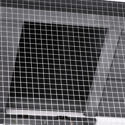 Gray and White Wooden Chicken Coop with Nesting Box and Run
