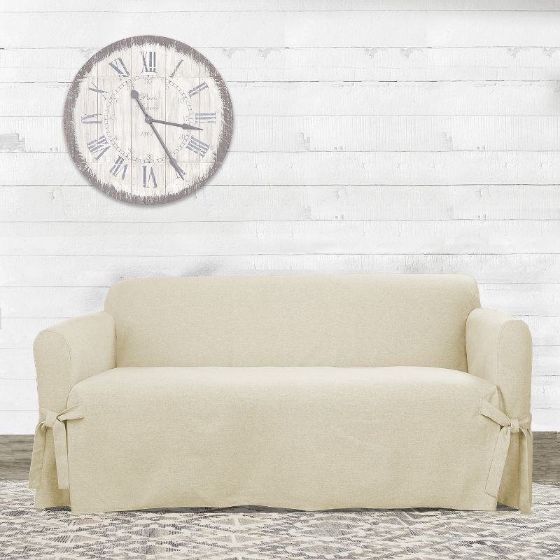 Farmhouse Basketweave Loveseat Slipcover - Sure Fit, 3 of 4