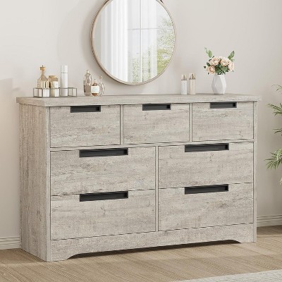 Jojoka 7 Drawer Dresser for Bedroom,Modern Double Dresser with Embedded Handles Design for Living Room