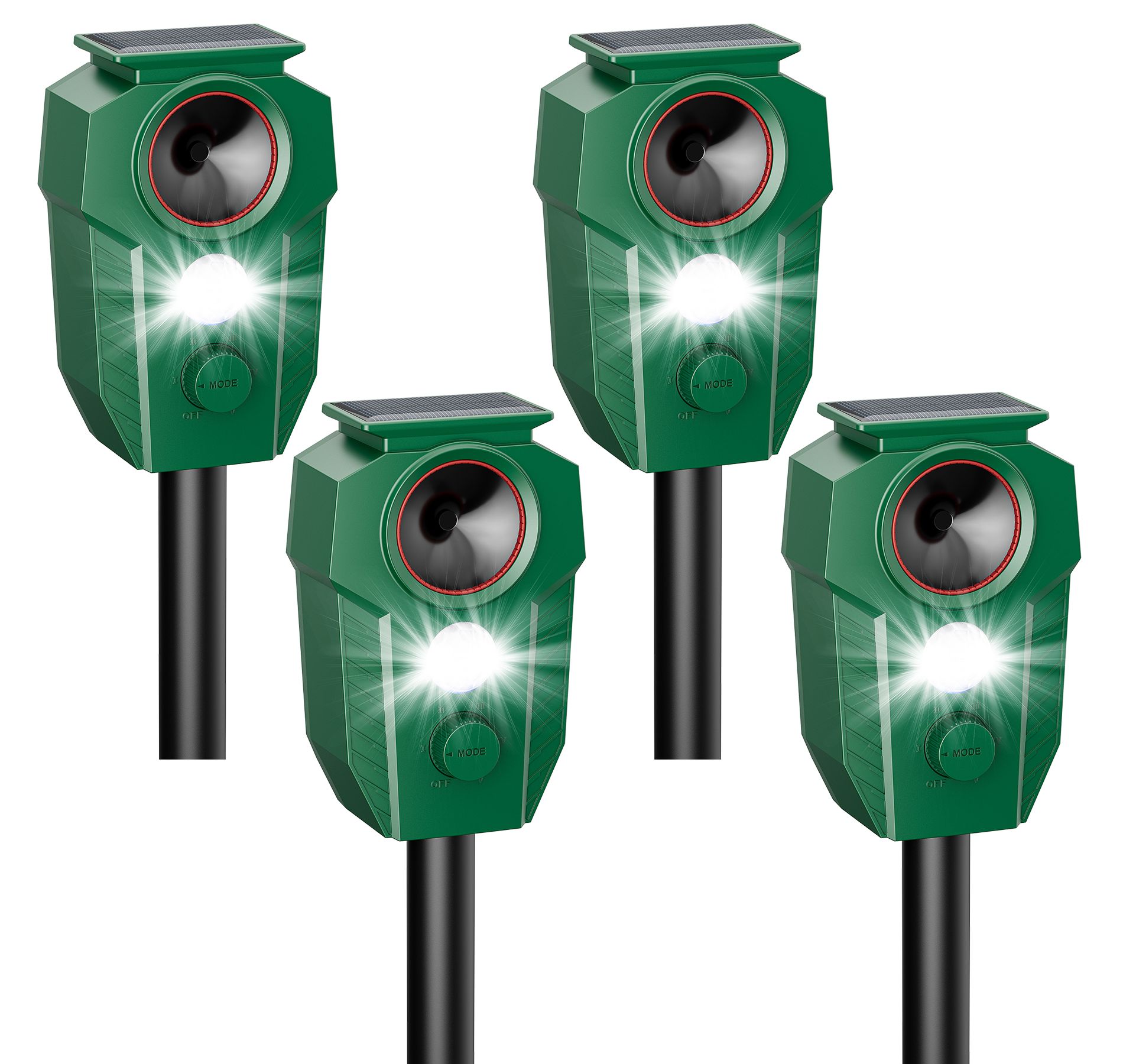 Solar Ultrasonic Animal Repeller Motion Sensor Waterproof Deer Repellent Yard Garden Repels Raccoons Rabbits Skunks