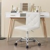 VECELO PU Leather Armless Office Chair, Adjustable Height & 360° Rolling Swivel for Home or Office, White - 4 of 4