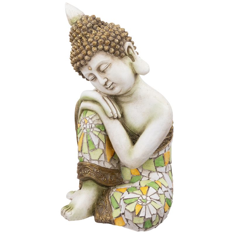 Northlight Resting Mosaic Buddha Outdoor Ceramic Garden Statue - 17", 4 of 8
