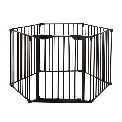 Dreambaby L2030BB Mayfair Converta 147.5 Inch Wide 6-Panel Indoor Collapsible 3 in 1 Multipurpose Baby Gate Playpen with One Direction Door, Black