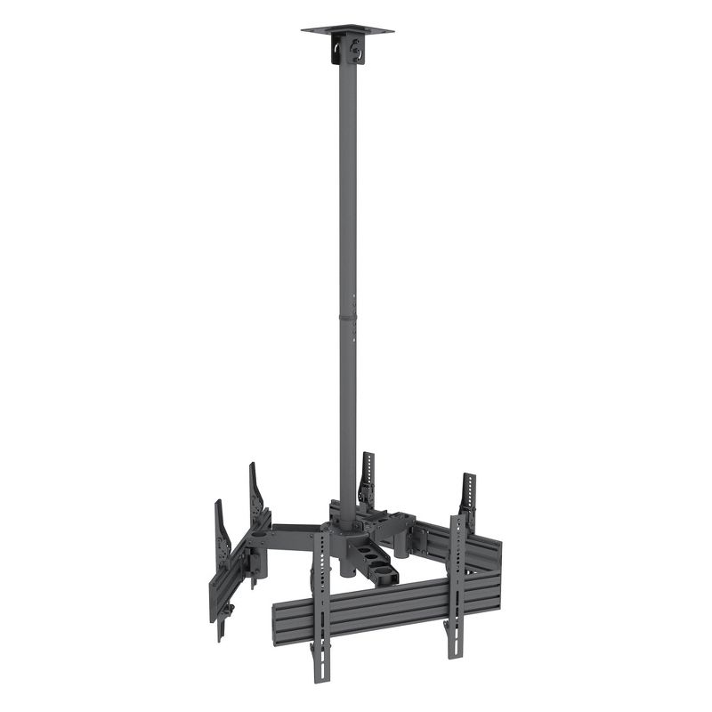 Mount-It! Height Adjustable Triple Screen TV Ceiling Mount | Multi-Display Commercial Grade Ceiling Bracket for Three Flat Screen Displays, 198 Lbs., 1 of 9
