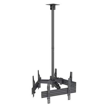 Mount-It! Height Adjustable Triple Screen TV Ceiling Mount | Multi-Display Commercial Grade Ceiling Bracket for Three Flat Screen Displays, 198 Lbs.