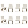 Set of 8 Upholstered Dining Chairs, Solid Wood Mid-Century Modern Kitchen Chairs with Padded Linen Seats, Comfortable Armless Chairs-Maison Boucle - 2 of 4