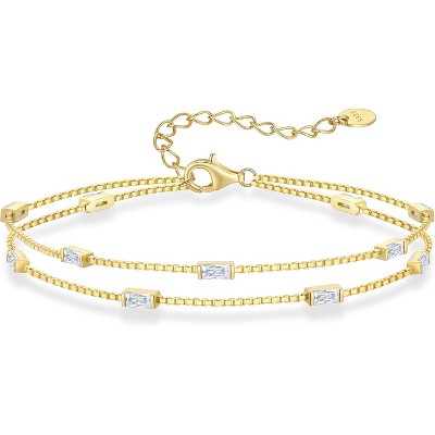 Dainty Sterling Silver Birthstone Bracelet, Simple Charm Link Jewelry for Birthday & Christmas