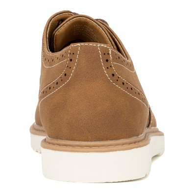 Men's Brown Leather Wingtip Oxford with White Sole