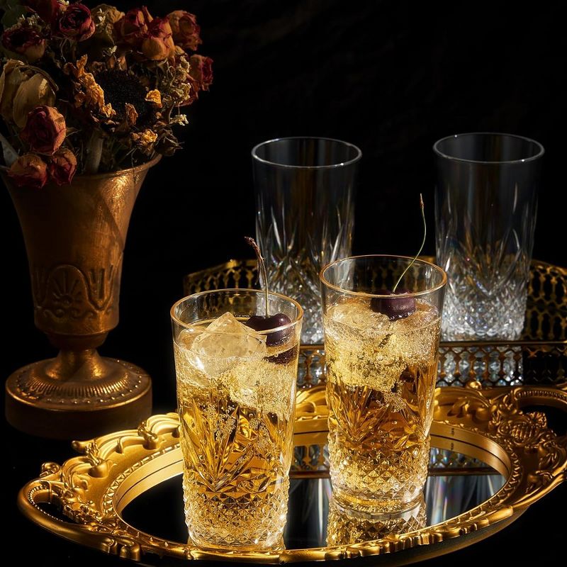 Khen's Shatterproof Tall Clear Acrylic Drinking Glasses, Luxurious & Stylish, Unique Home Bar Addition - 4 pk, 5 of 9