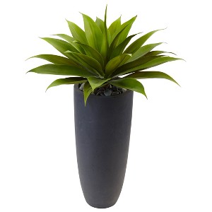 Nearly Natural 38-in Agave Artificial Plant in Gray Cylinder Planter - 1 of 3