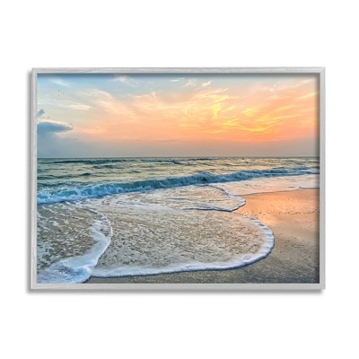 Stupell Industries Vast Panoramic Beach Layered Waves Framed Giclee