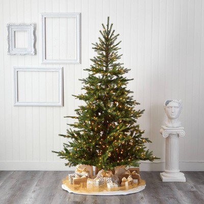 7ft Green Pre-Lit Spruce Artificial Christmas Tree with Clear Lights