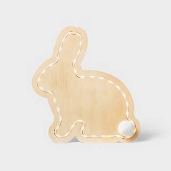 12" Easter Natural Wood Bunny with Faux Neon - Spritz™