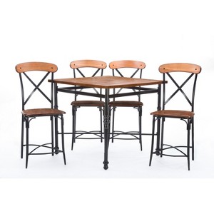 5pc Broxburn Counter Height Dining Set: Antique Finish, Geometric Design - Baxton Studio - 1 of 4