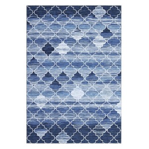Area Rug Washable Non Slip Backing Boho Trellis Rug Low Pile Distressed Floor Carpet Retro Accent Rug for Living Room Bedroom - 1 of 4